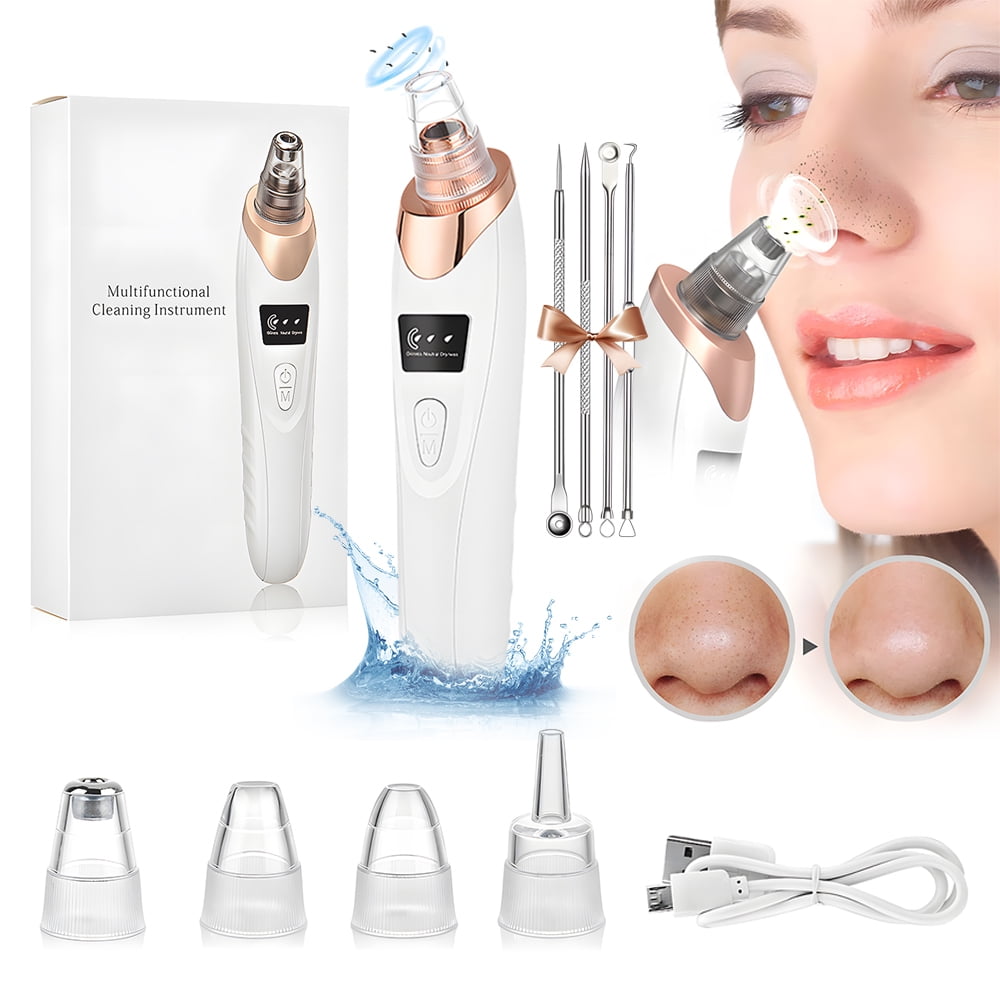RUTAWZ Blackhead Remover Pore Vacuum Cleaner Pimple Extractor, Facial Pore Cleaner Pore Extractor, Electric USB Pore Vacuum with 5 Probes, Blackhead Suction Tool, Blackhead Remover Kit