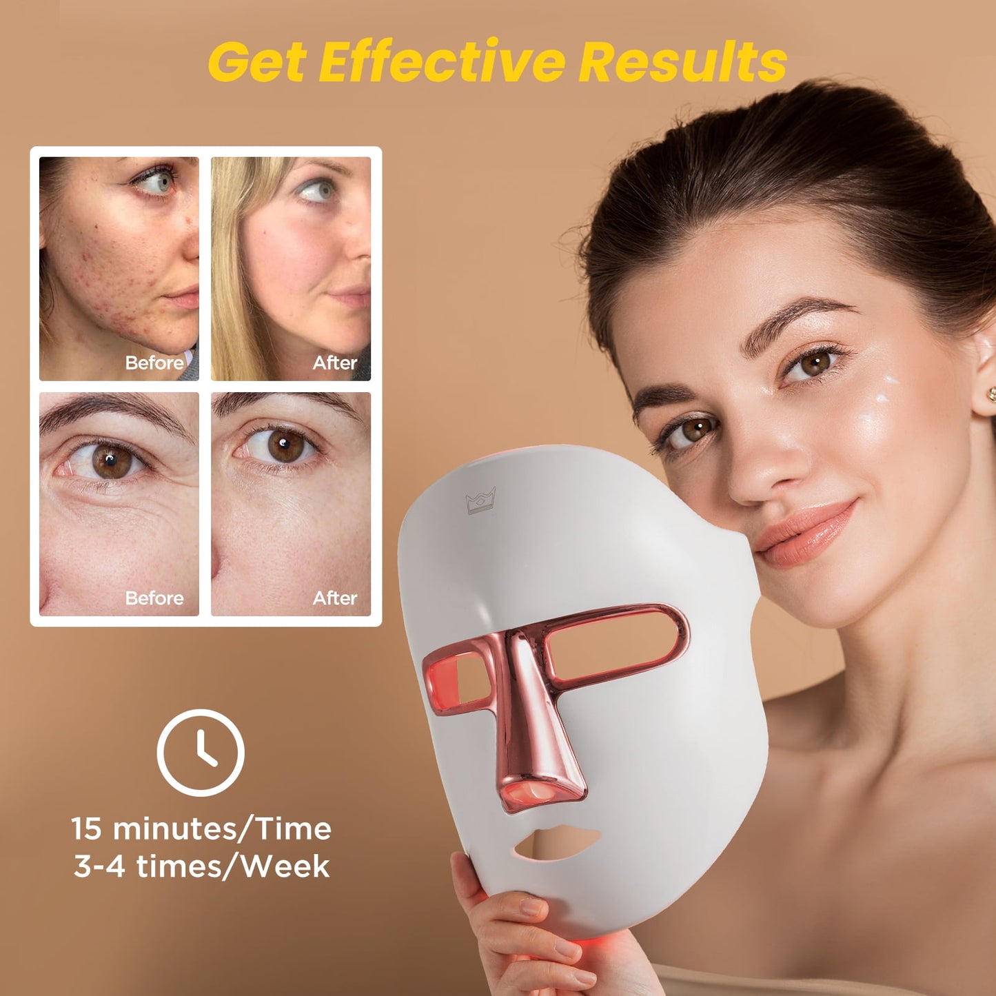 RUTAWZ LED Face Mask Light Therapy Skin Beauty Machine, 7 Color LED Light Therapy Facial Skin Care Mask, Face Mask for Removal Wrinkle Anti Aging Anti-Acne with Face