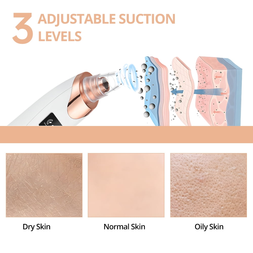 RUTAWZ Blackhead Remover Pore Vacuum Cleaner Pimple Extractor, Facial Pore Cleaner Pore Extractor, Electric USB Pore Vacuum with 5 Probes, Blackhead Suction Tool, Blackhead Remover Kit