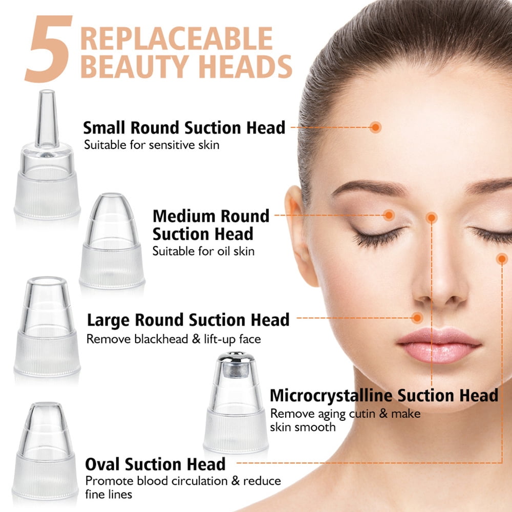 RUTAWZ Blackhead Remover Pore Vacuum Cleaner Pimple Extractor, Facial Pore Cleaner Pore Extractor, Electric USB Pore Vacuum with 5 Probes, Blackhead Suction Tool, Blackhead Remover Kit