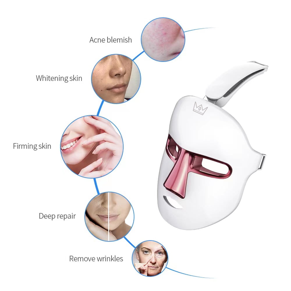 RUTAWZ LED Face Mask Light Therapy Skin Beauty Machine, 7 Color LED Light Therapy Facial Skin Care Mask, Face Mask for Removal Wrinkle Anti Aging Anti-Acne with Face