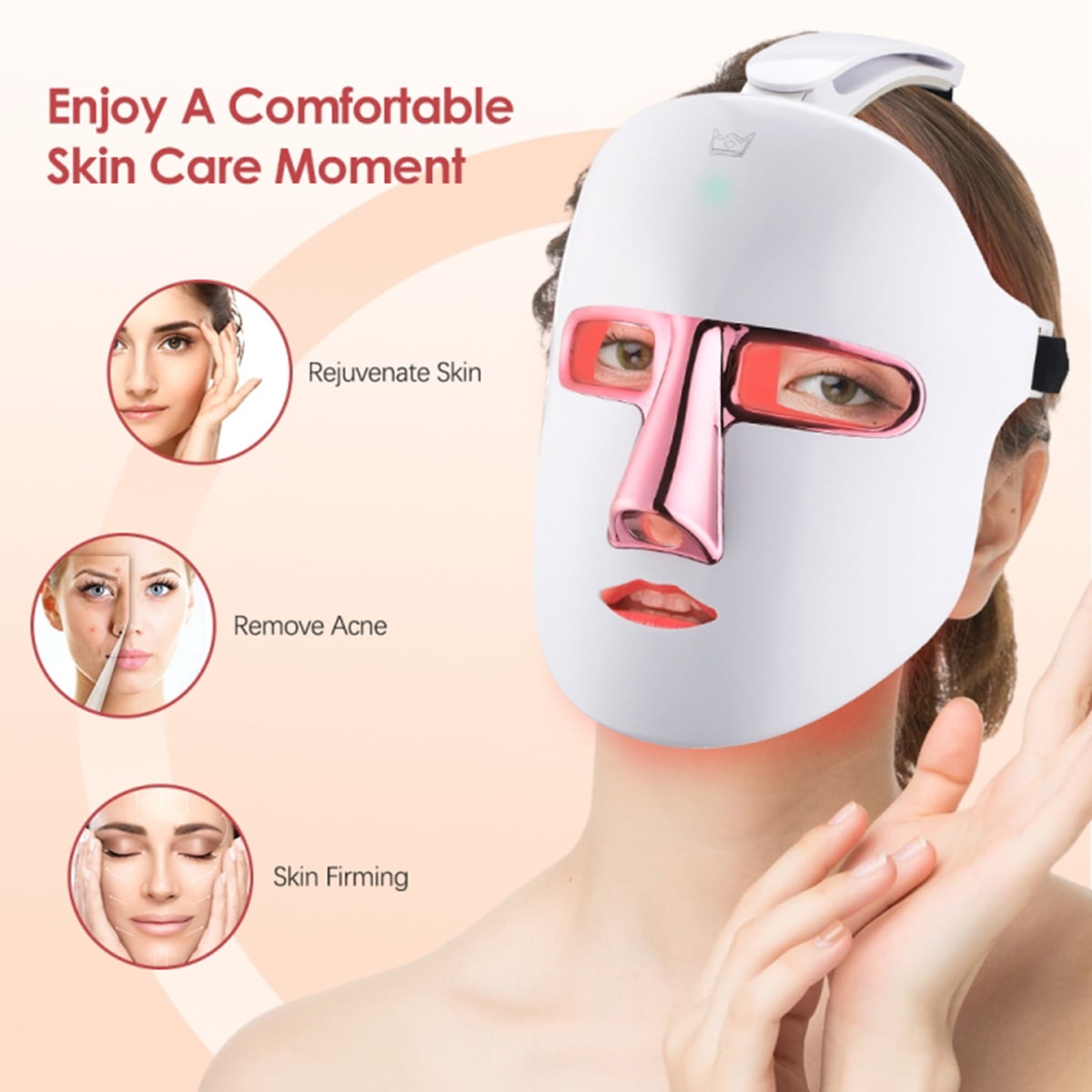 RUTAWZ LED Face Mask Light Therapy Skin Beauty Machine, 7 Color LED Light Therapy Facial Skin Care Mask, Face Mask for Removal Wrinkle Anti Aging Anti-Acne with Face