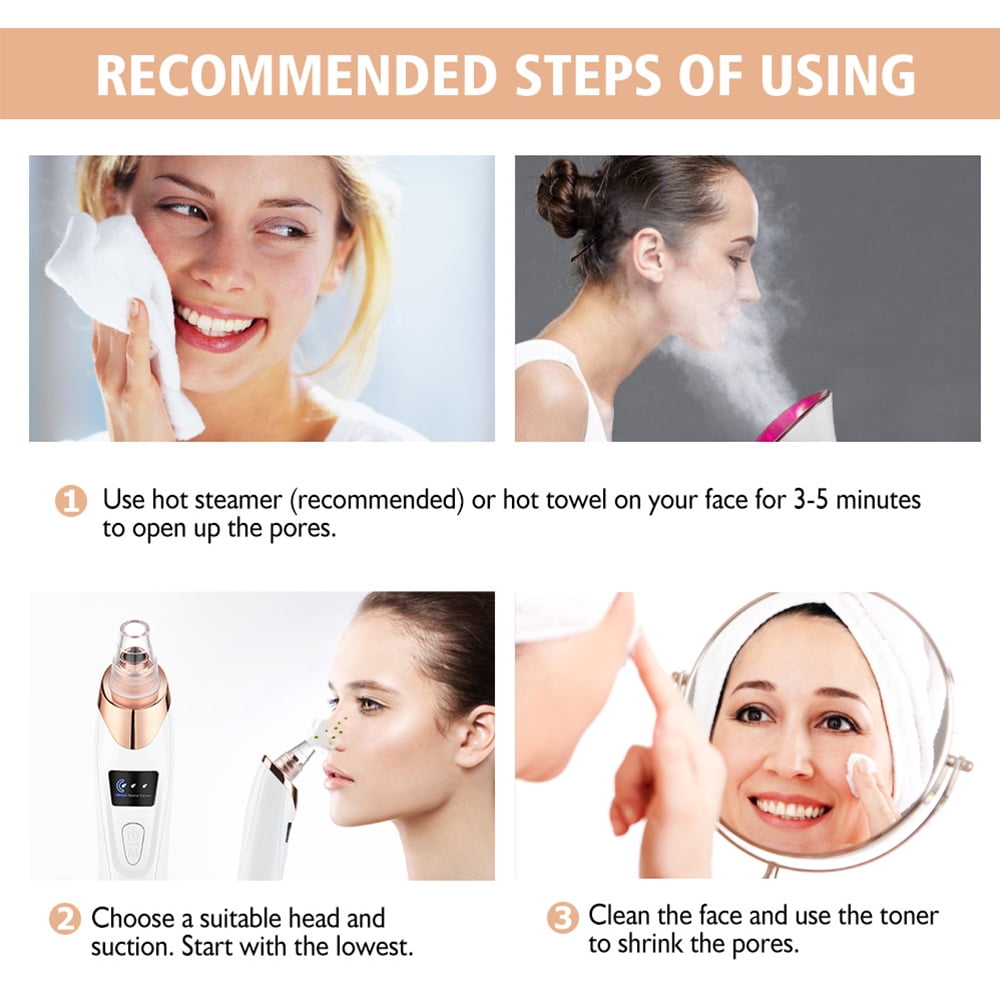 RUTAWZ Blackhead Remover Pore Vacuum Cleaner Pimple Extractor, Facial Pore Cleaner Pore Extractor, Electric USB Pore Vacuum with 5 Probes, Blackhead Suction Tool, Blackhead Remover Kit