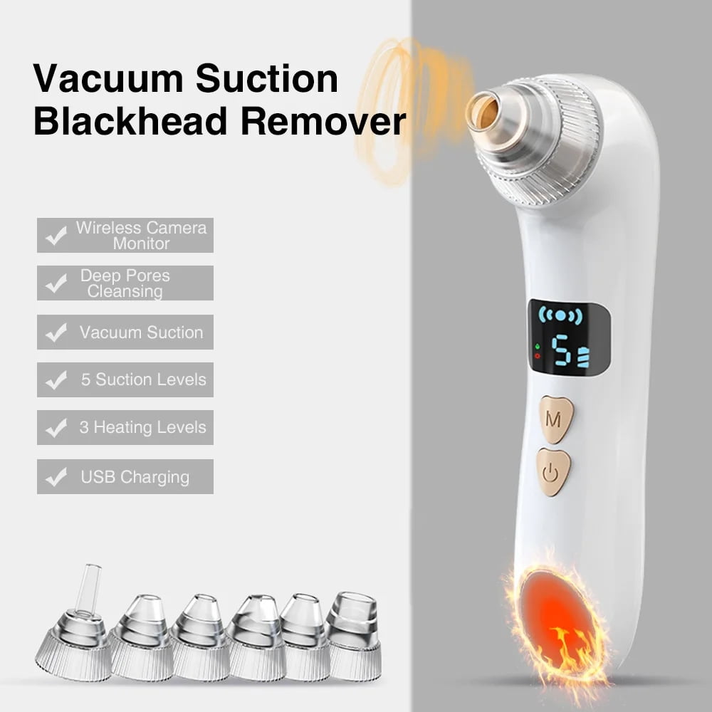 RUTAWZ Blackhead Remover Vacuum with Camera, Facial and Nose Pore Cleaner Pore Extractor Pimple Extractor,6 Probes Blackhead Vacuum Cleaners Kit Electric Acne Extractor, Skin Care Tool