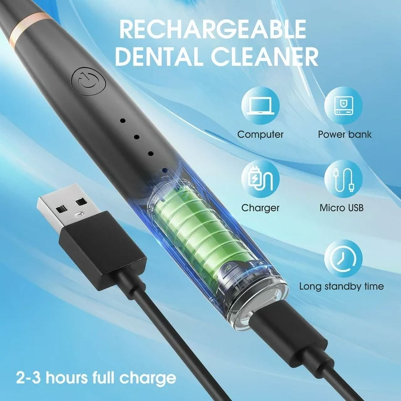 RUTAWZ Dental Tartar Calculus Plaque Remover with Mouth Mirror, Tooth Scraper Polisher with 2 Replacement Heads and 5 Modes, Professional Dental Scaler Teeth Cleaning Tool Kit