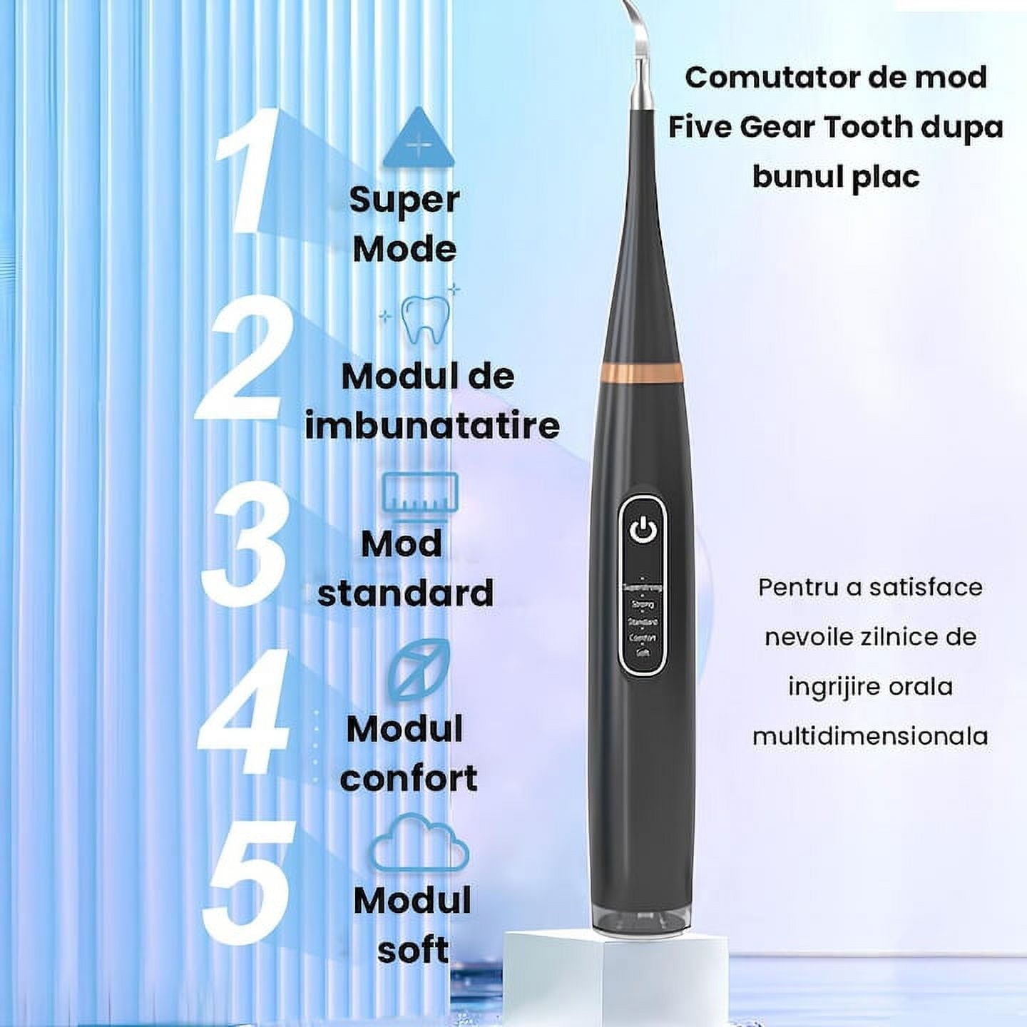 RUTAWZ Dental Tartar Calculus Plaque Remover with Mouth Mirror, Tooth Scraper Polisher with 2 Replacement Heads and 5 Modes, Professional Dental Scaler Teeth Cleaning Tool Kit