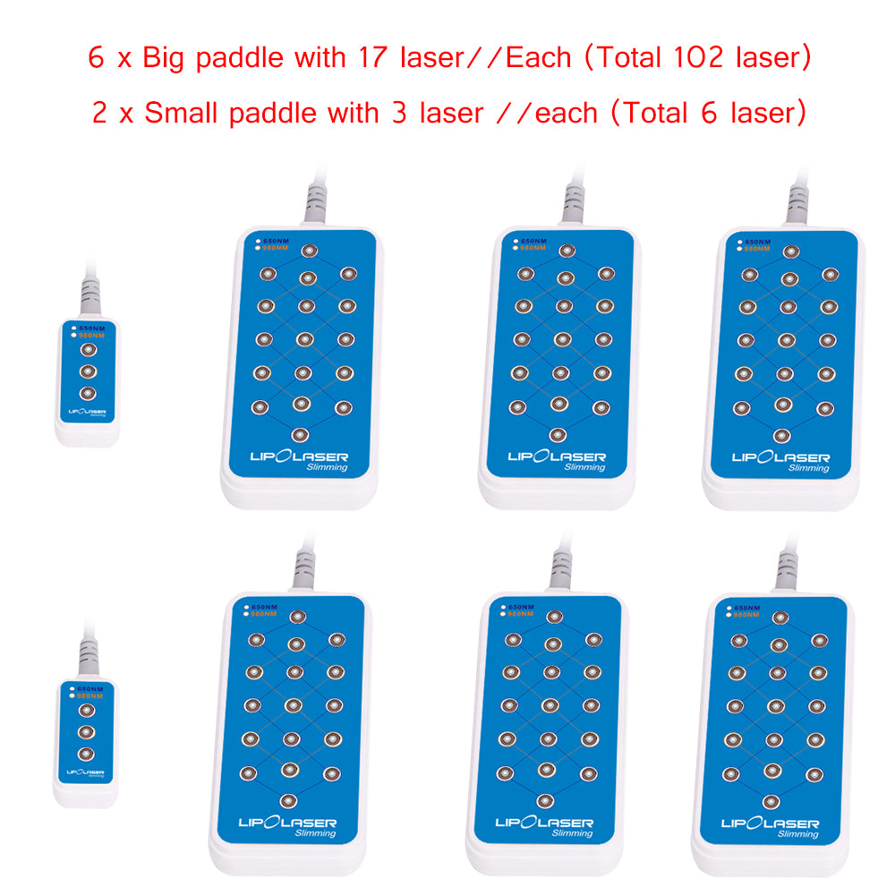 Dual Wavelength 650nm & 980nm Diode  Lipo Lase Slimming Machine 6big 2small Pad