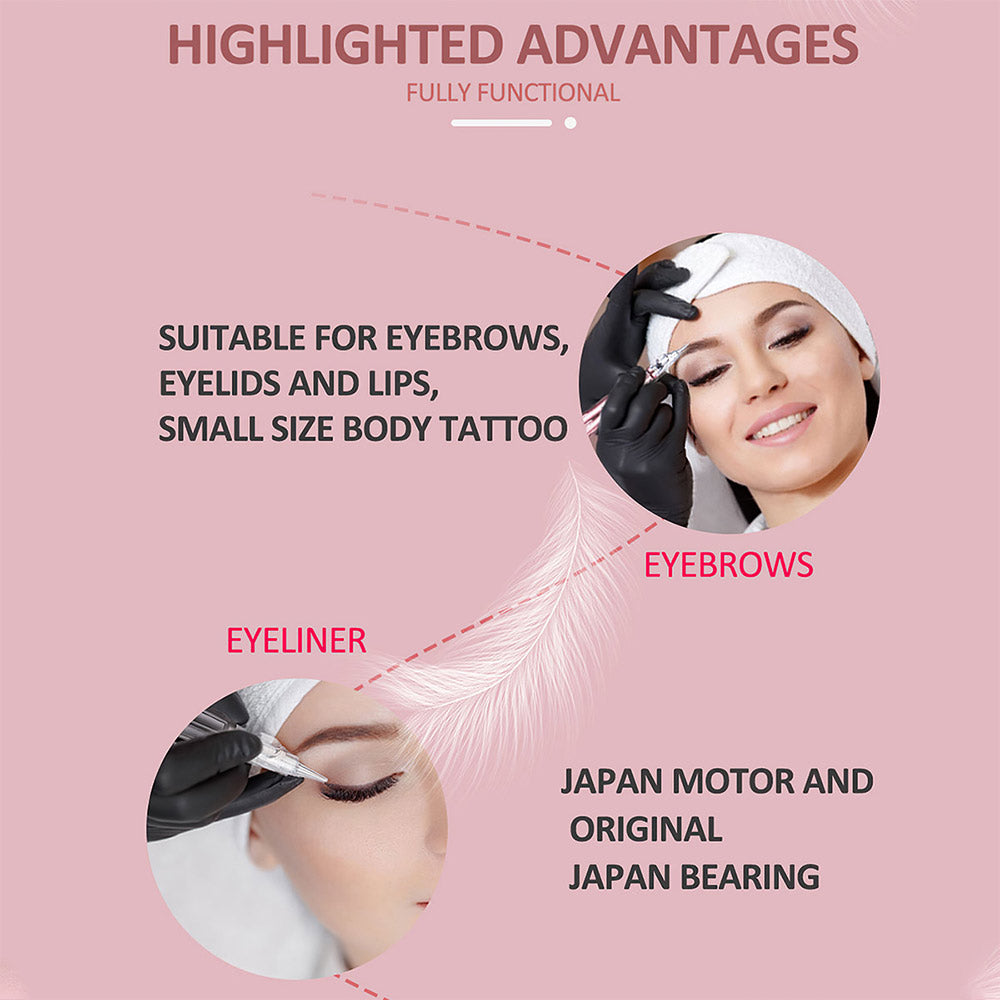 Permanent Makeup Machine Kit Eyebrow Lip Eyeliner Pen With Digital Power Supply