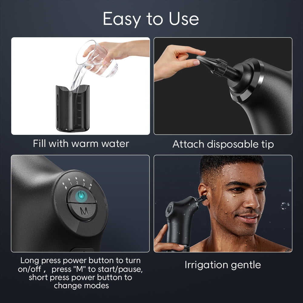 Ear Wax Removal, Electric Ear Wax Removal Kit, Ear Cleaning Kit with 4 Pressure Modes, Basin & 10 Tips,Safe & Effective for Ear Wax for Kids, Men and Women, Family Use