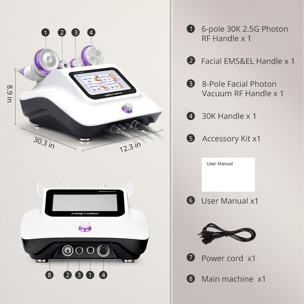 Aristorm S-SHAPE 30K Cavitación Machine, Body Massage Machine Body Massage Facial Skin Care for Beauty Salon Spa for Anti Cellulite Skin Tightening Wrinkle Removal