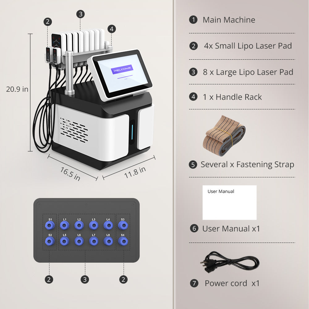 6D Lipo Laser Pads Machine With 6 Wavelengths 12 160mW Pads For Body Sculpting Body slimming Body Contouring