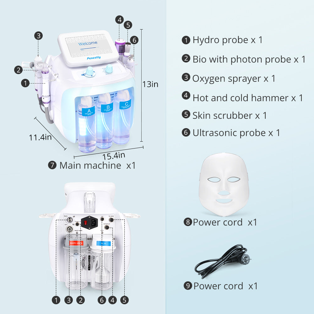 7-in-1 Facial Cleaner Hydro Dermabrasion Spa Dermabrasion Ultrasound Skin Care Beauty Machine