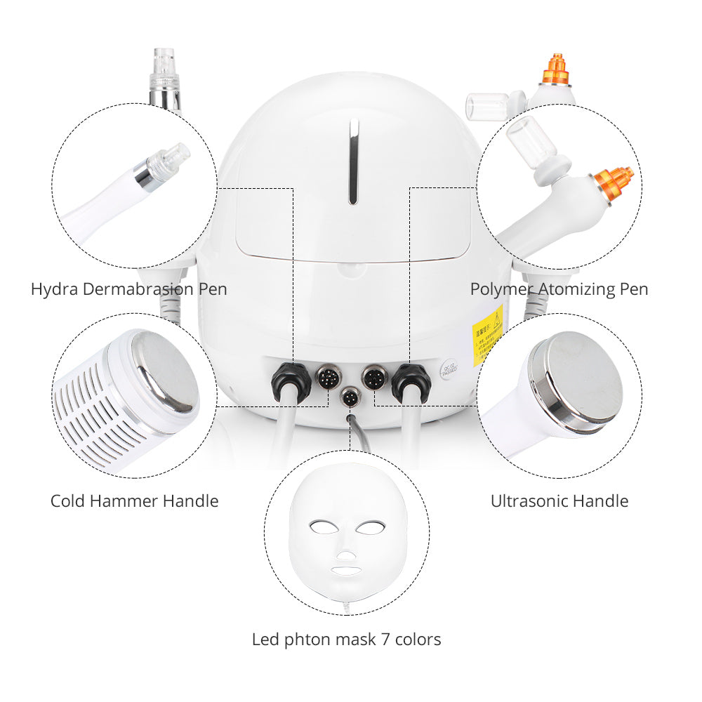 5 In1 Ultrasound Head Machine Skin Care Acne Removal Dermabrasion LED Mask - Suerbeaty