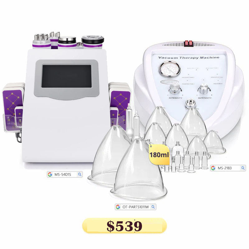 Package: 6in1 Cavitation Machine+Butt Machine with Cups+180ML Cups