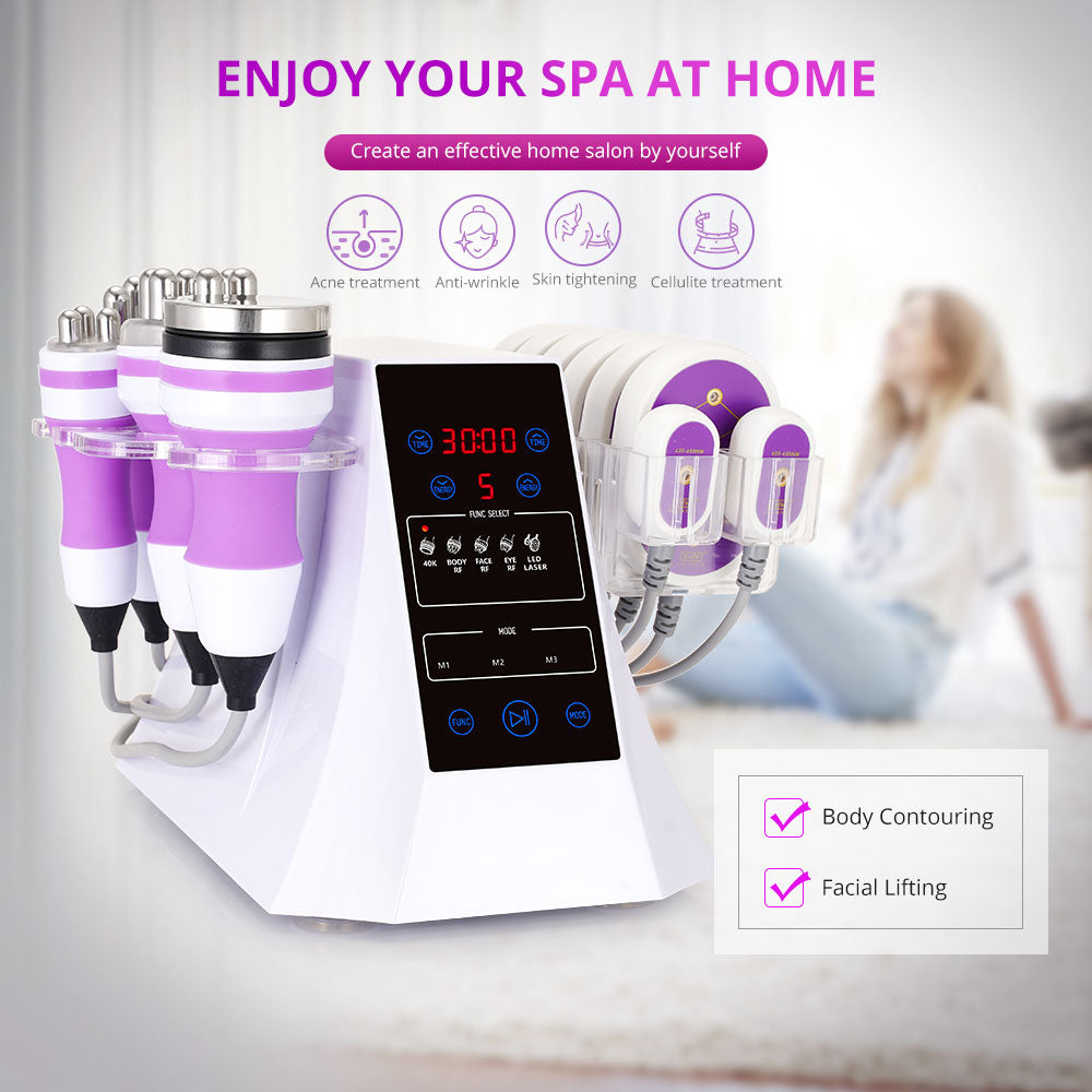 5 IN 1 40k Fat Cavitation Liposuction Machine RF Weight Loss Lipo Laser Slimming - Suerbeaty