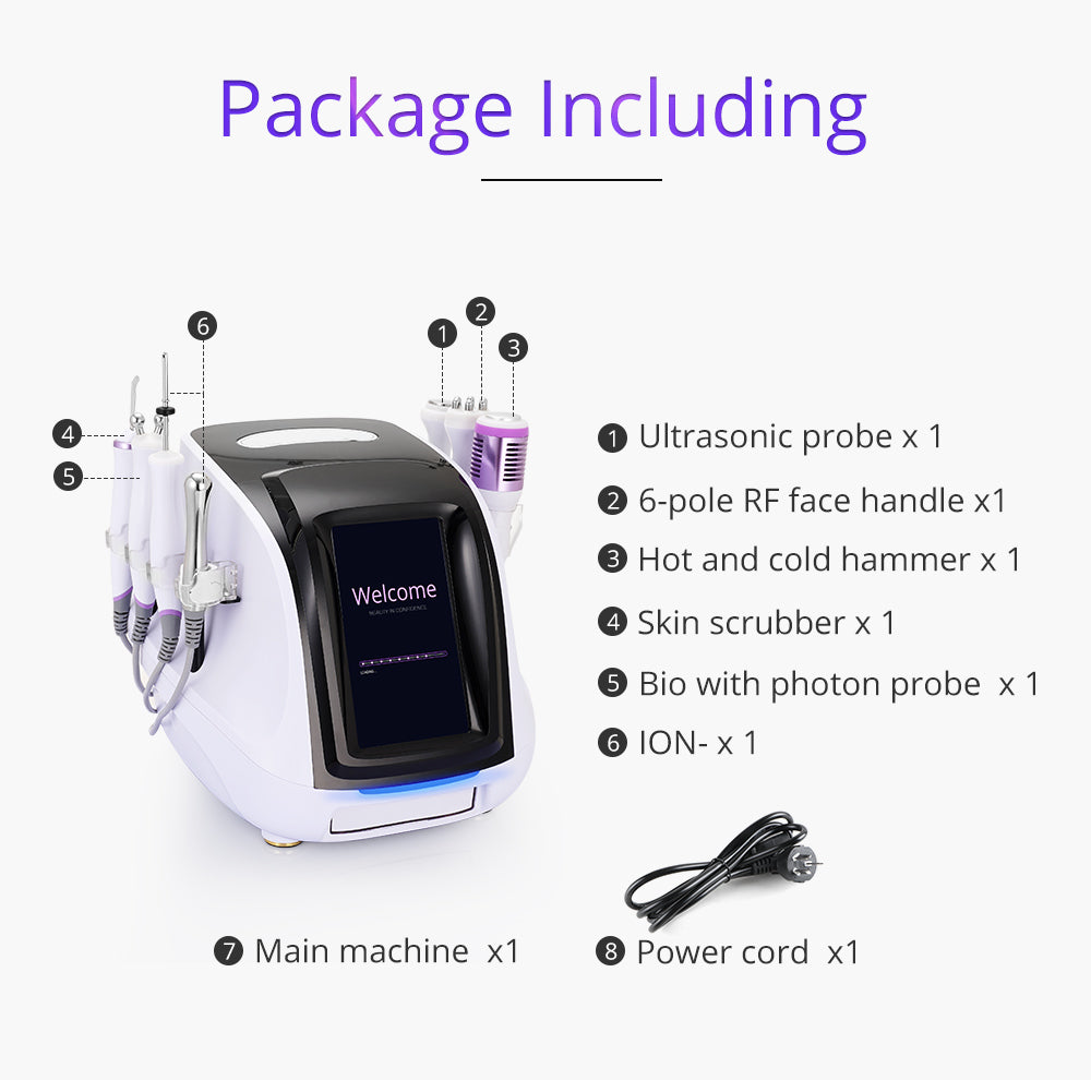 7In1 3D Radio Frequency Skin Tightening BIO Hot&Cold Hammer Skin Care Skin Scrubber Machine - Suerbeaty