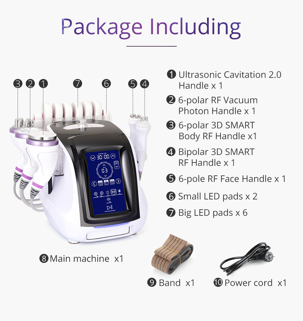 New 6 In 1 Ultrasonic Cavitation Vacuum RF Body Slimming Machine Home Spa Use - Suerbeaty