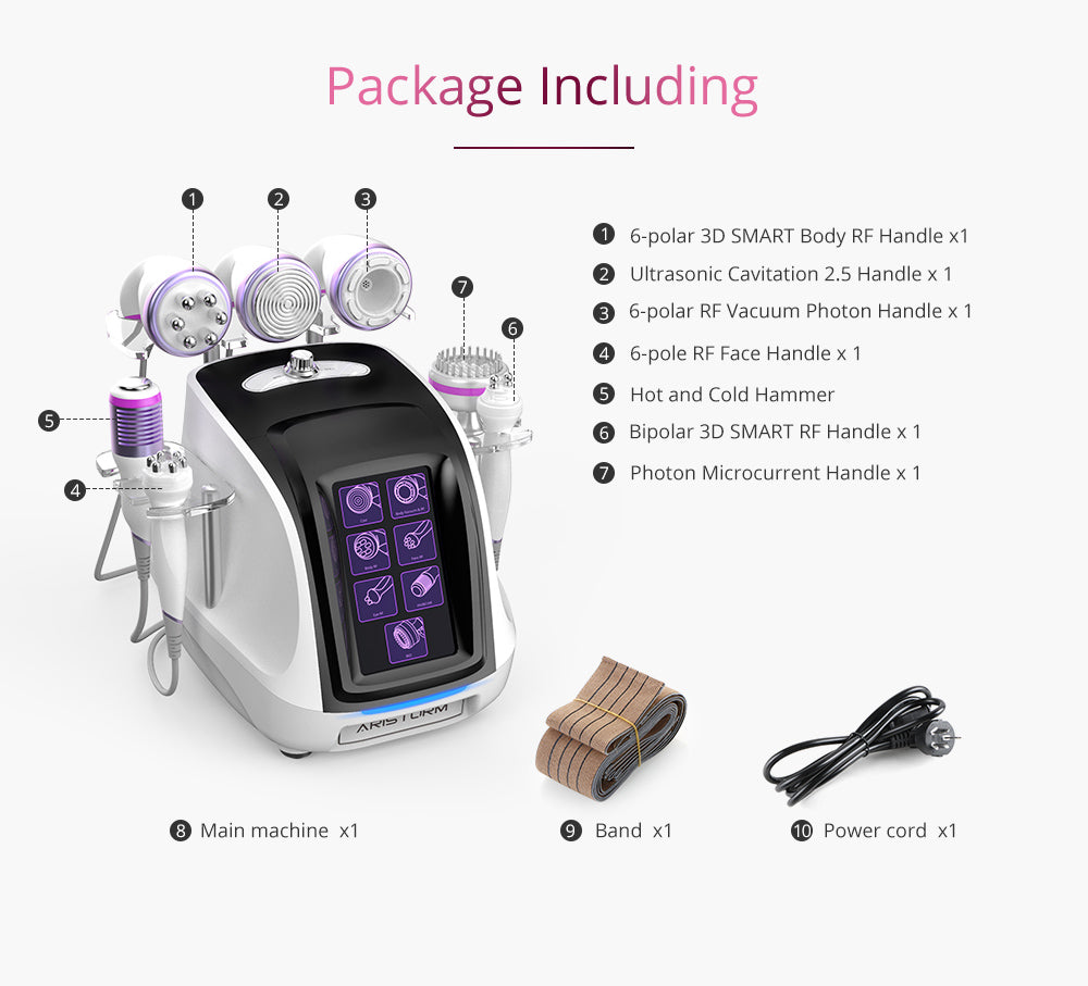 Aristorm 40K Cavitation RF Vacuum BIO Cold&Hot Hammer Body Shaping Skin Lifting Device - Suerbeaty