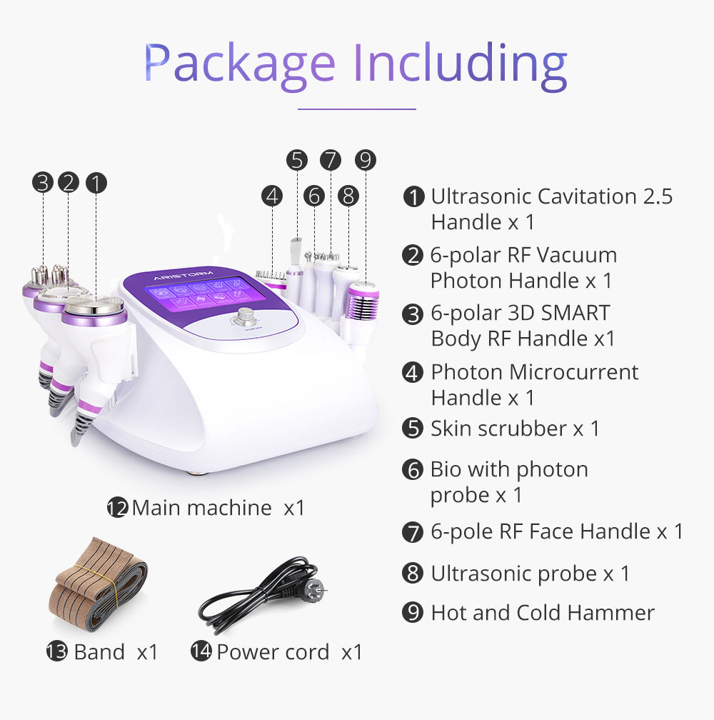 9 IN 1 Cavitation 2.5 Ultrasonic 40K RF Ultrasound Skin Care Lifting Body Slimming Cellulite Reduction Machine - Suerbeaty