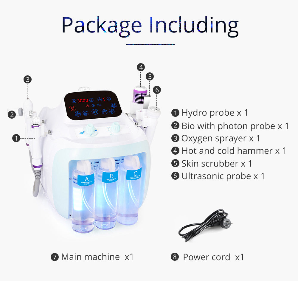 Peneelily Pro Hydra Facial Ultrasonic Bio Skin Scrubber Hot Cold Care Beauty Spa - Suerbeaty