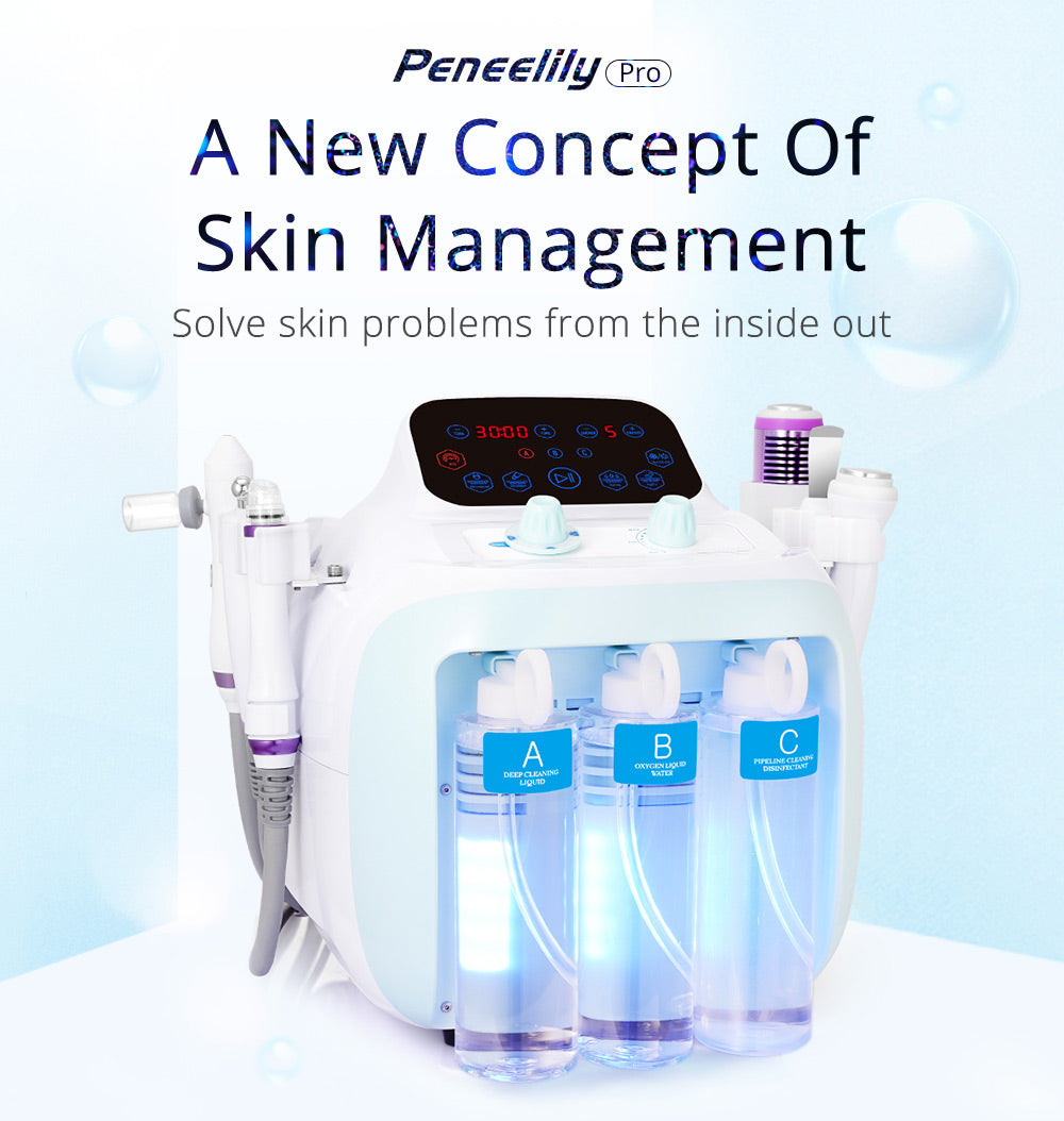 Peneelily Pro Hydra Facial Ultrasonic Bio Skin Scrubber Hot Cold Care Beauty Spa - Suerbeaty