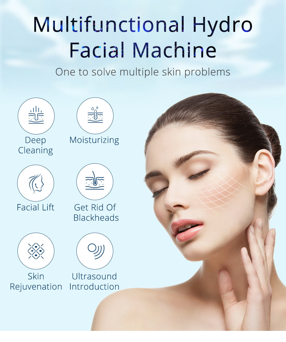 Peneelily Pro Hydra Facial Ultrasonic Bio Skin Scrubber Hot Cold Care Beauty Spa - Suerbeaty