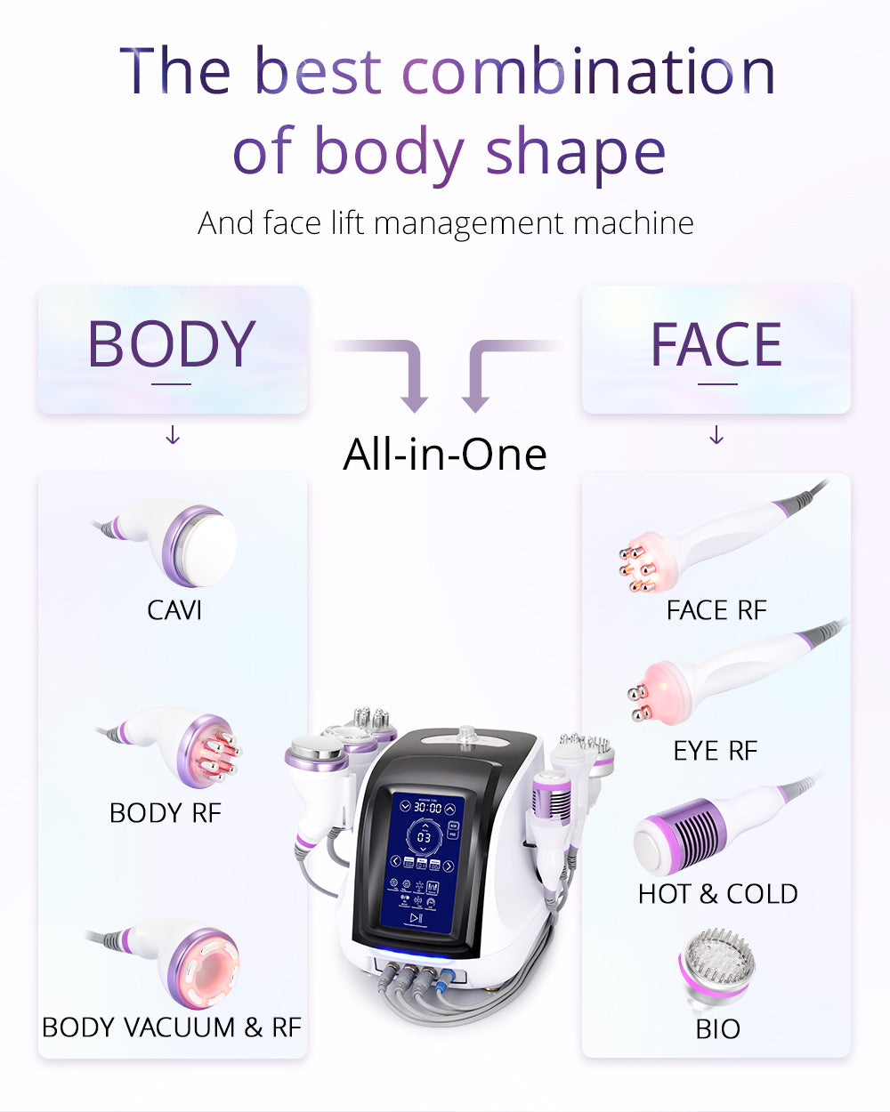 New Ultrasonic 8 In 1 40K Cavitation Body Sculpting Facial Lifting Tightening Spa Machine - Suerbeaty