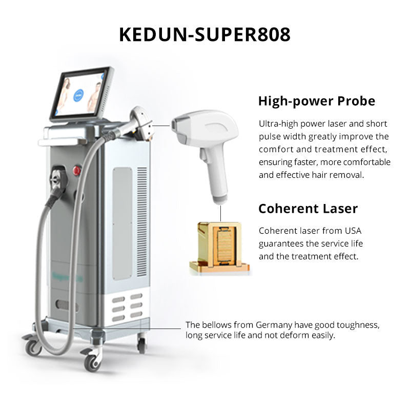 Pro 755/808/1064nm Diode Laser Painless Permanent Body Face Hair Removal Device - Suerbeaty