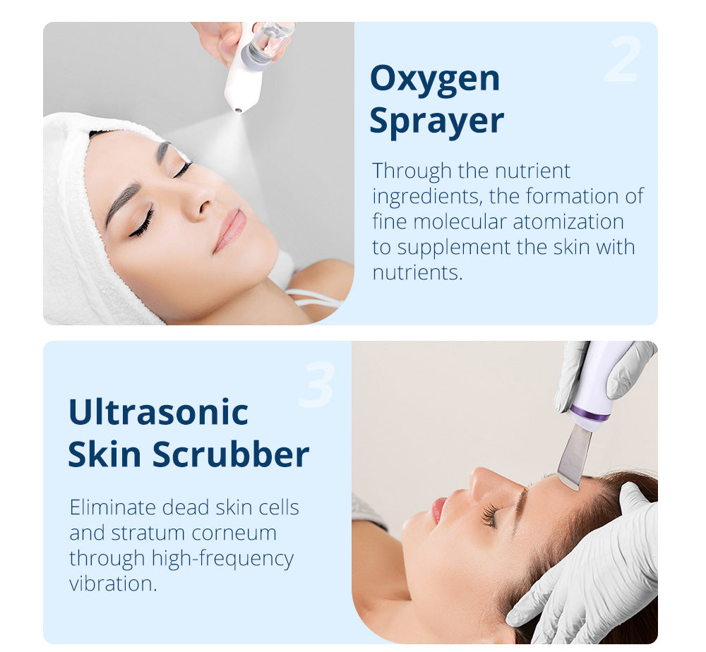 Peneelily Pro Hydra Facial Ultrasonic Bio Skin Scrubber Hot Cold Care Beauty Spa - Suerbeaty