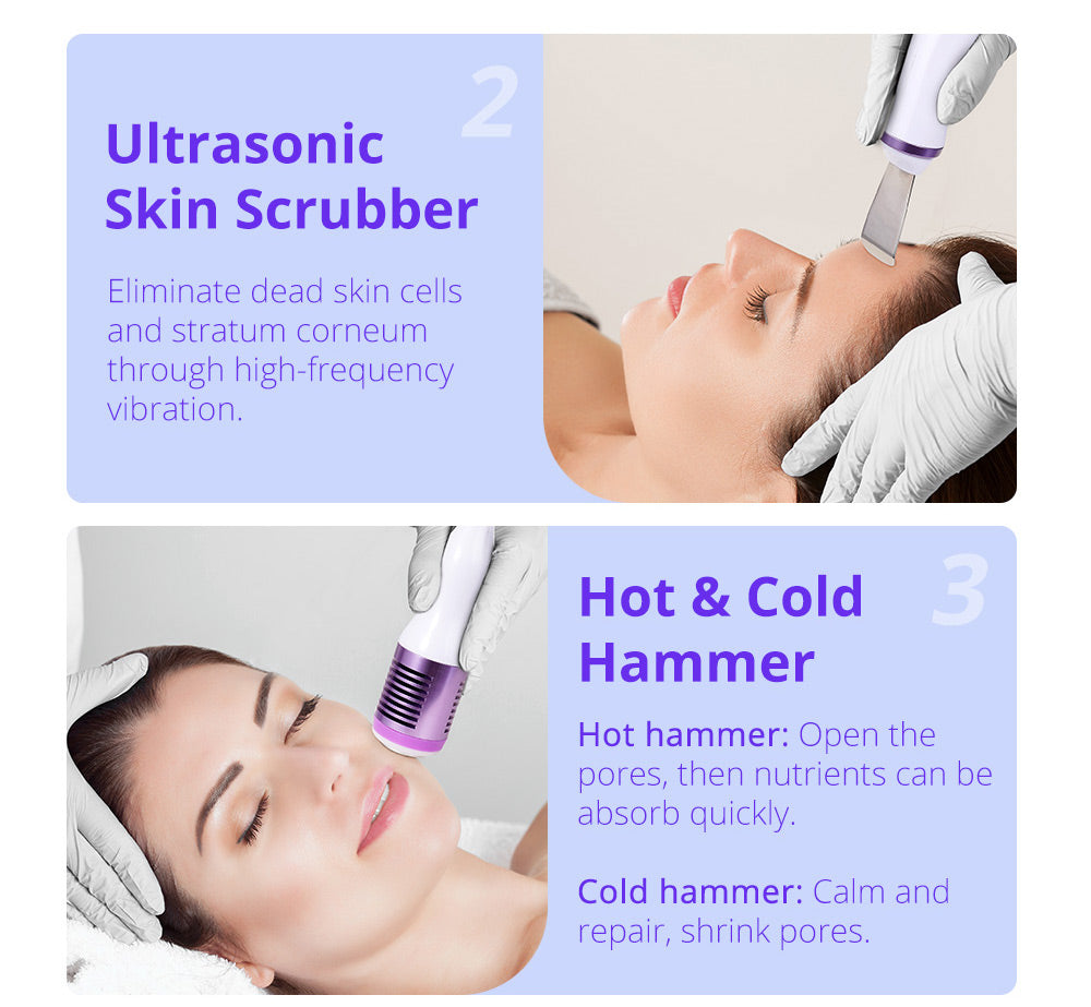 7In1 3D Radio Frequency Skin Tightening BIO Hot&Cold Hammer Skin Care Skin Scrubber Machine - Suerbeaty