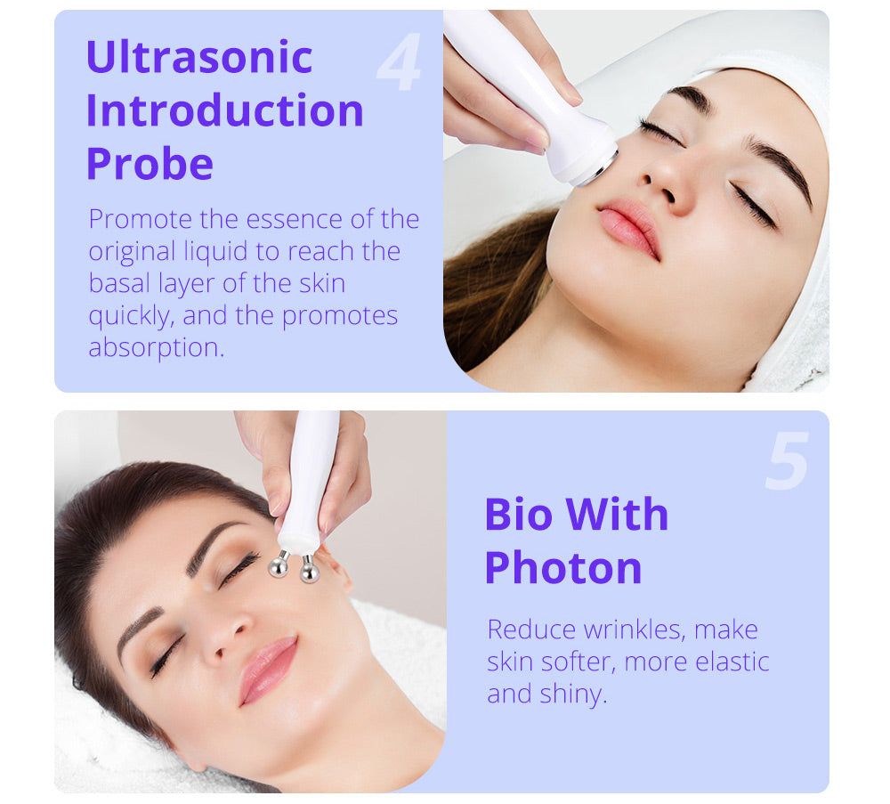 7In1 3D Radio Frequency Skin Tightening BIO Hot&Cold Hammer Skin Care Skin Scrubber Machine - Suerbeaty