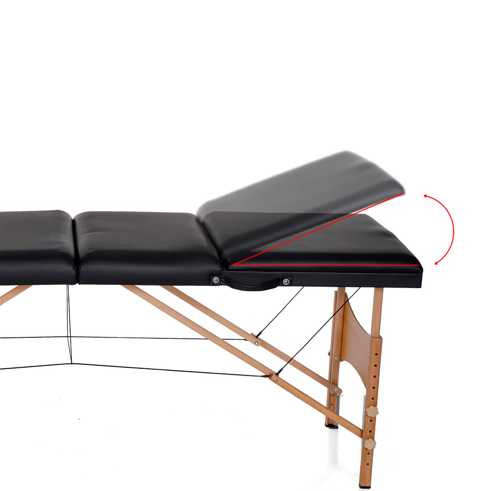 Massage Table 3 Fold Adjustable Portable Facial Spa Salon Bed Tattoo Black *OT-bed3 - Suerbeaty