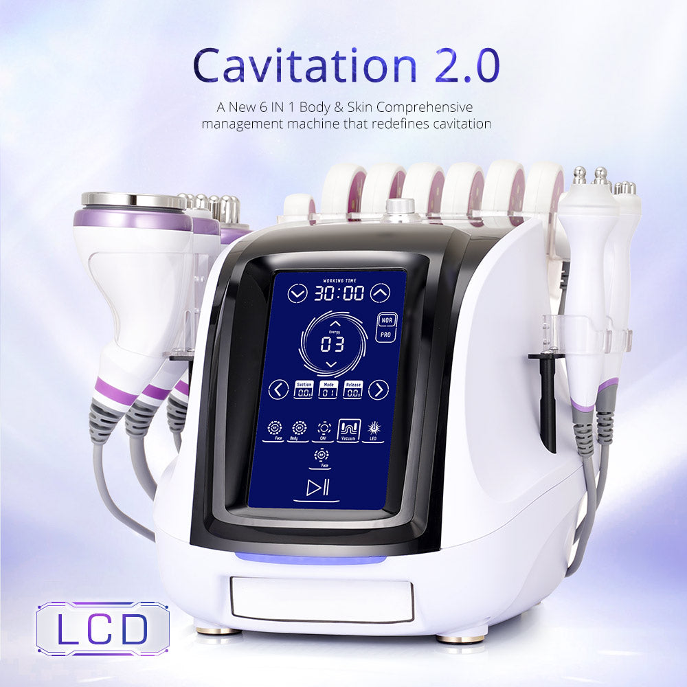 New 6 In 1 Ultrasonic Cavitation Vacuum RF Body Slimming Machine Home Spa Use - Suerbeaty