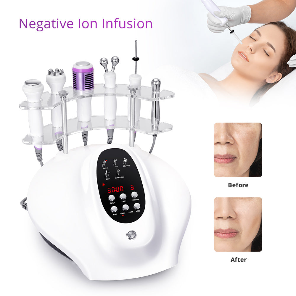 5IN1 Ultrasound RF Bio Hot&Cold Hammer Skin Care Facial Rejuvenation Skin Lift - Suerbeaty