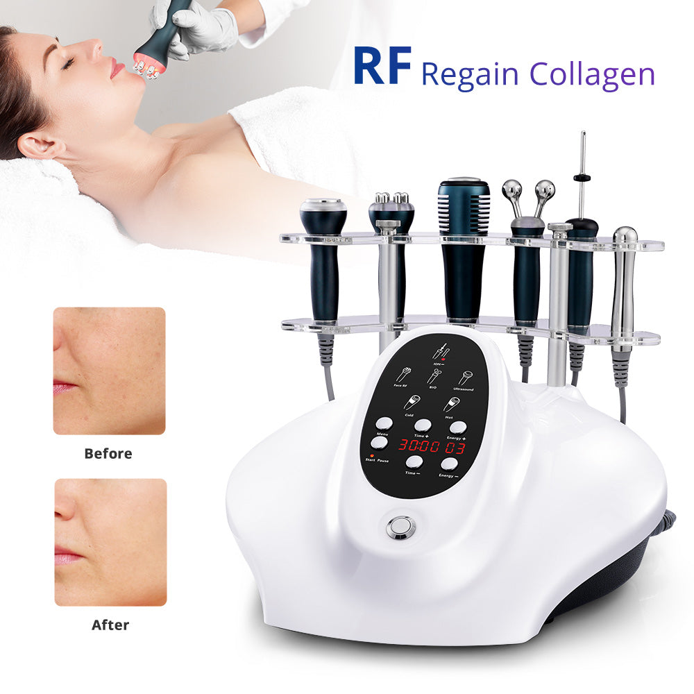 5IN1 Ultrasonic Radio Frequency Galvanic Microcurrent Therapy V Face Cold Hammer Face Lifting Device - Suerbeaty