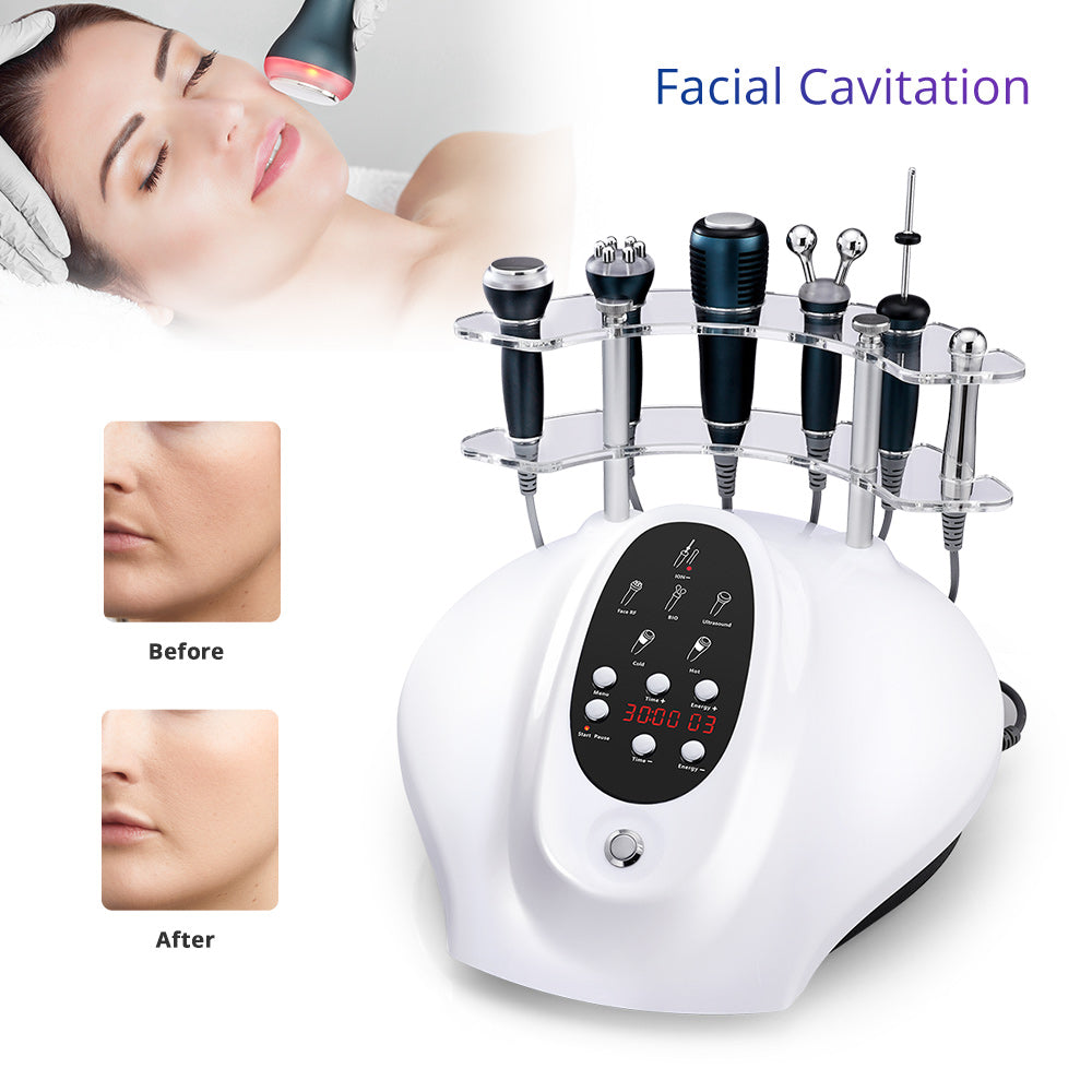 5IN1 Ultrasonic Radio Frequency Galvanic Microcurrent Therapy V Face Cold Hammer Face Lifting Device - Suerbeaty