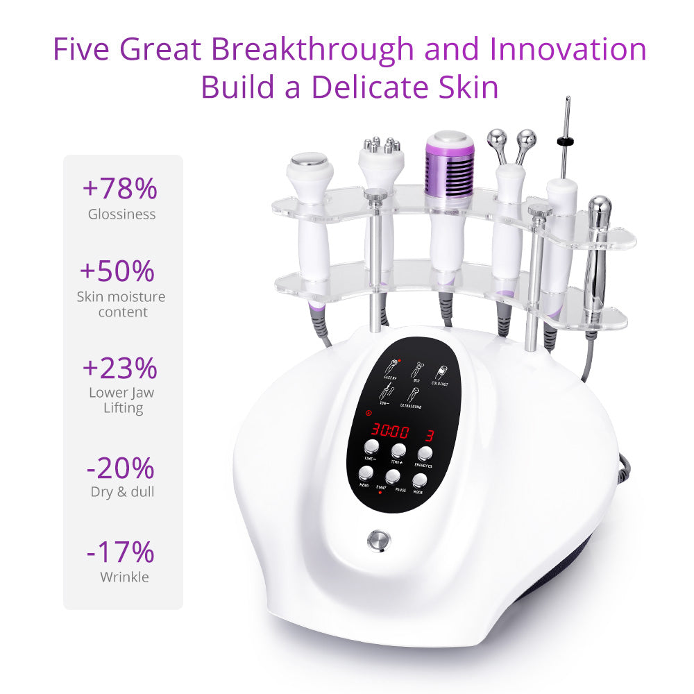 5IN1 Ultrasound RF Bio Hot&Cold Hammer Skin Care Facial Rejuvenation Skin Lift - Suerbeaty