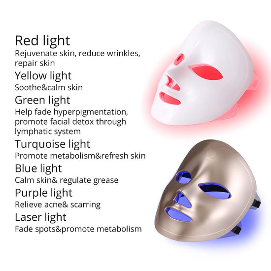 Aristorm LED Face Mask Light Therapy Skin Beauty Machine, 7 Color LED Light Photon Skin Rejuvenation Touch Control Mask, Face Mask for Removal Wrinkle Anti Aging Anti-Acne with Face,Gold