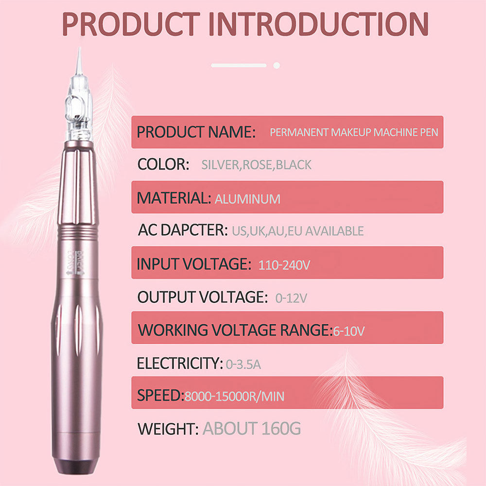 Permanent Makeup Machine Kit Eyebrow Lip Eyeliner Pen With Digital Power Supply