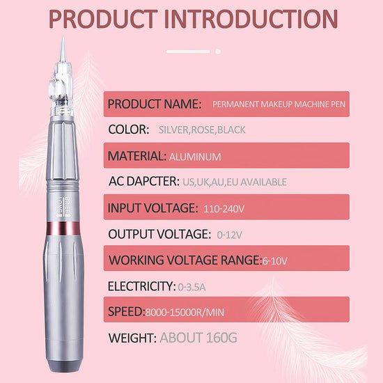 Permanent Makeup Machine Kit Eyebrow Lip Eyeliner Pen With Digital Power Supply