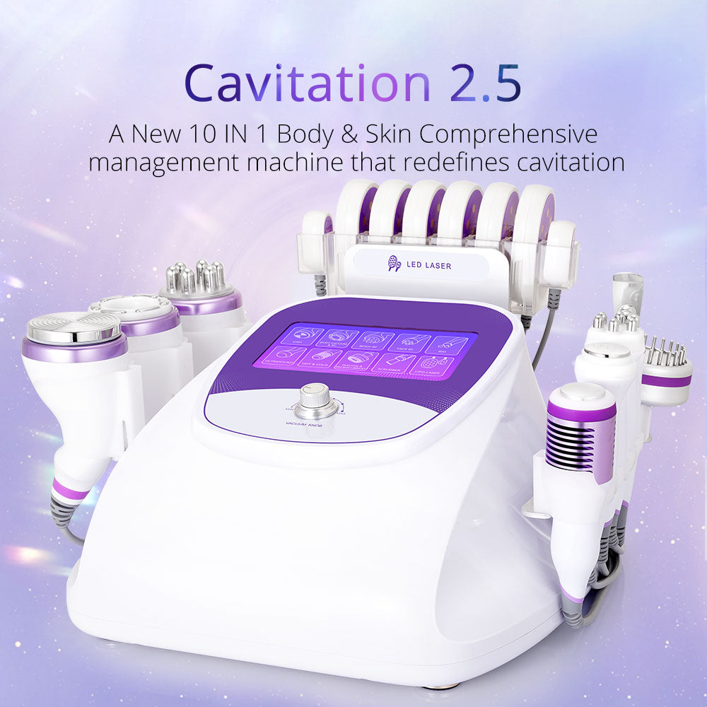 10IN1 Aristorm 40k Cavitation 2.5 Radio Frequency Skin Tightening Ultrasound Blackhead Removal Skin Scrubber Facial Machine
