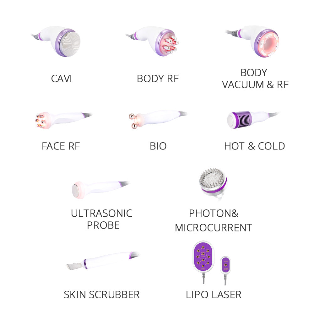 10In1 Ultrasonic Cavitation Slimming Radio Frequency Vacuum Photon Bio Microcurrent LipoLaser Shaping Machine