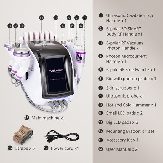 10In1 Ultrasonic Cavitation Slimming Radio Frequency Vacuum Photon Bio Microcurrent LipoLaser Shaping Machine