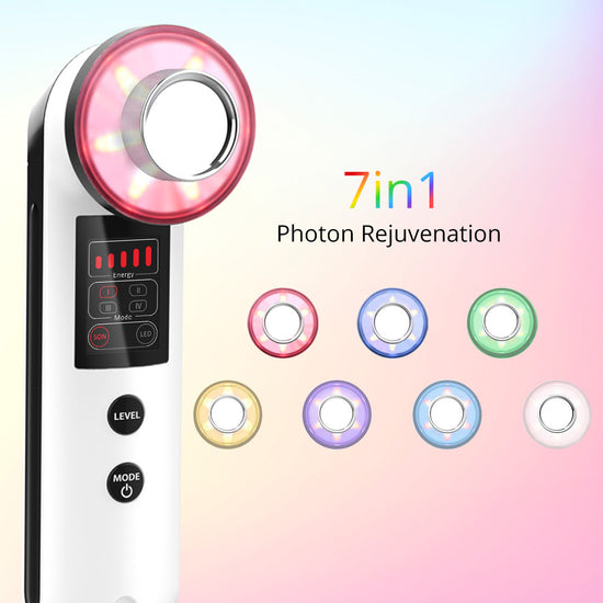 Load image into Gallery viewer, Ultrasonic Facial Cleanser Sonic Vibrating  Face Cleansing Device Home Use 7 Colors Photon Device - Suerbeaty
