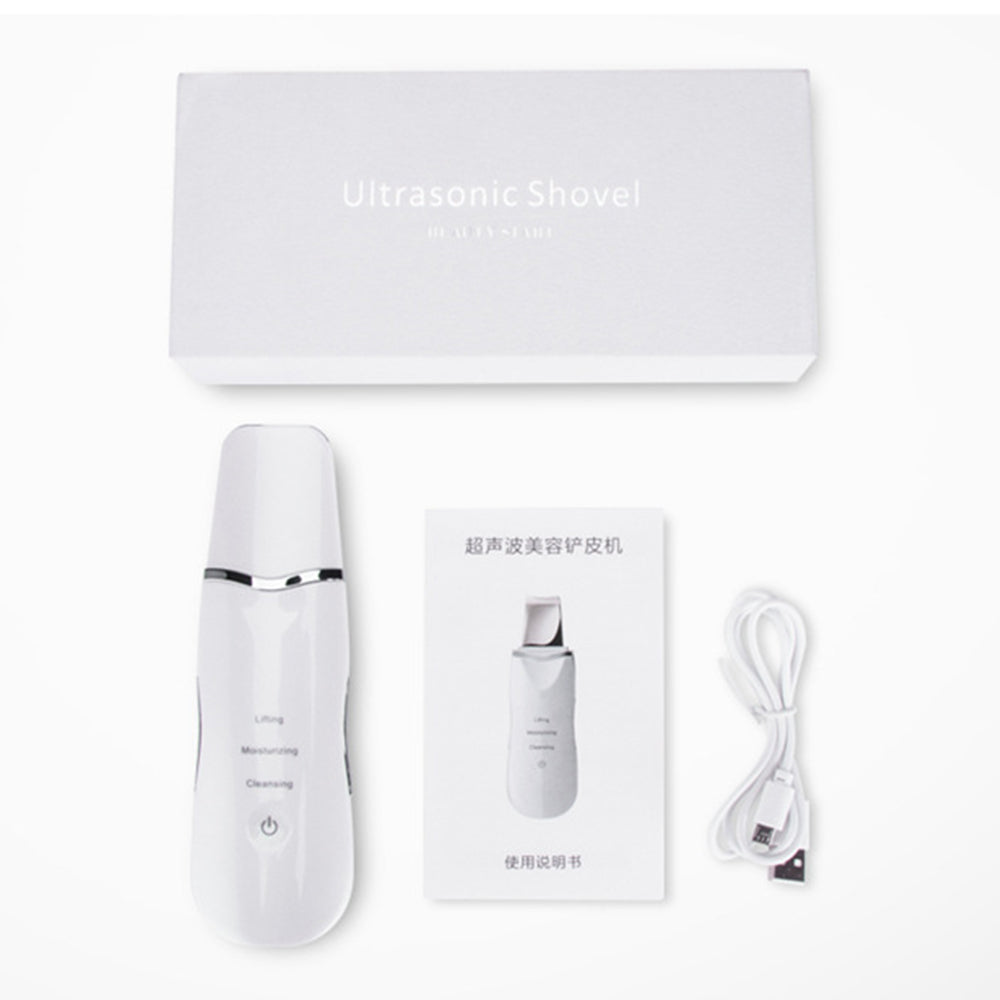 White Color USB Rechargeable Electric Sonic Skin Scrubber Handheld Device - Suerbeaty