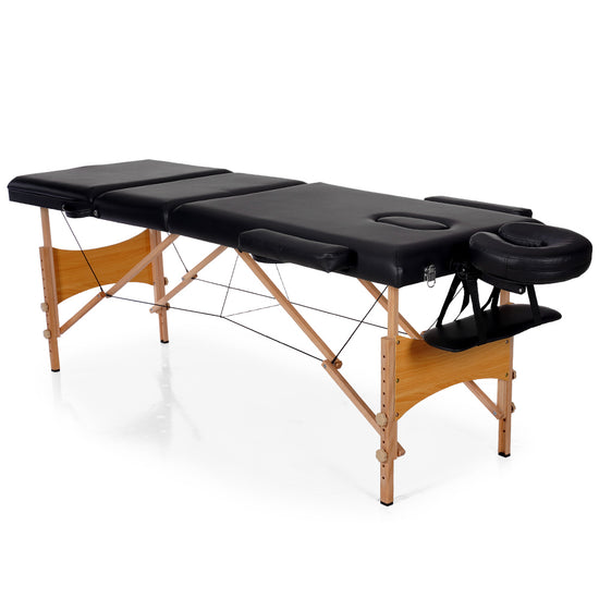 Massage Table 3 Fold Adjustable Portable Facial Spa Salon Bed Tattoo Black *OT-bed3 - Suerbeaty