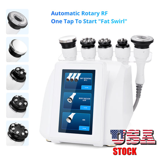 USA STOCK 360° Automatic 3D Rotary RF 5 In 1 Ultrasonic Cavitation Vacuum Body Slimming Machine - Suerbeaty