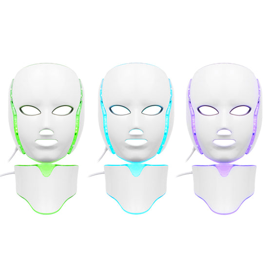 Load image into Gallery viewer, LED Photon Facial&amp;amp;Neck Mask Photodynamic Therapy PDT Skin Rejuvenation 7 Colors - Suerbeaty

