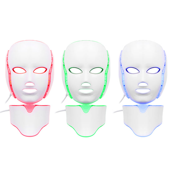 Load image into Gallery viewer, LED Photon Facial&amp;amp;Neck Mask Photodynamic Therapy PDT Skin Rejuvenation 7 Colors - Suerbeaty
