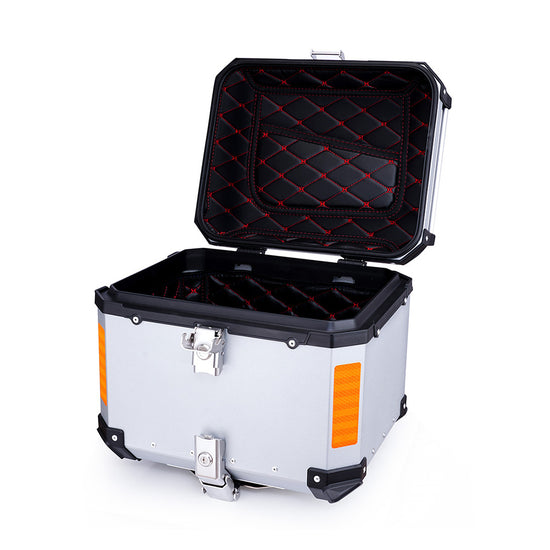 Aluminum Motorcycle Tail Box Luggage Trunk Top Case Accessories - Suerbeaty
